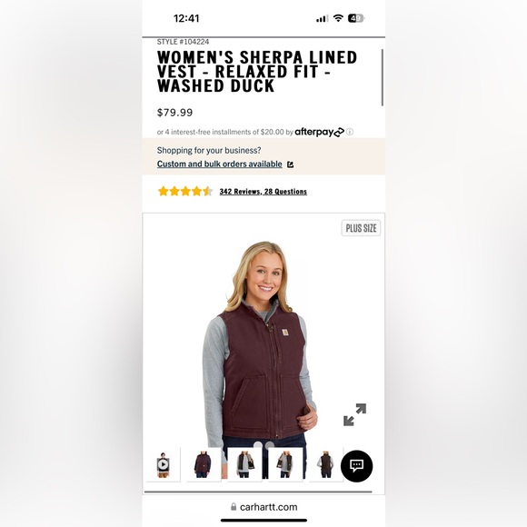 WOMEN'S SHERPA LINED VEST - RELAXED FIT - WASHED DUCK - Picture 5 of 5